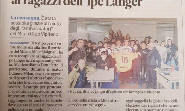 Razzismo, la maglia di Maignan ai ragazzi dell’Ipc Langer