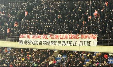 Milan-Genoa: lo striscione della Curva Sud per il Milan Club Crans-Montana