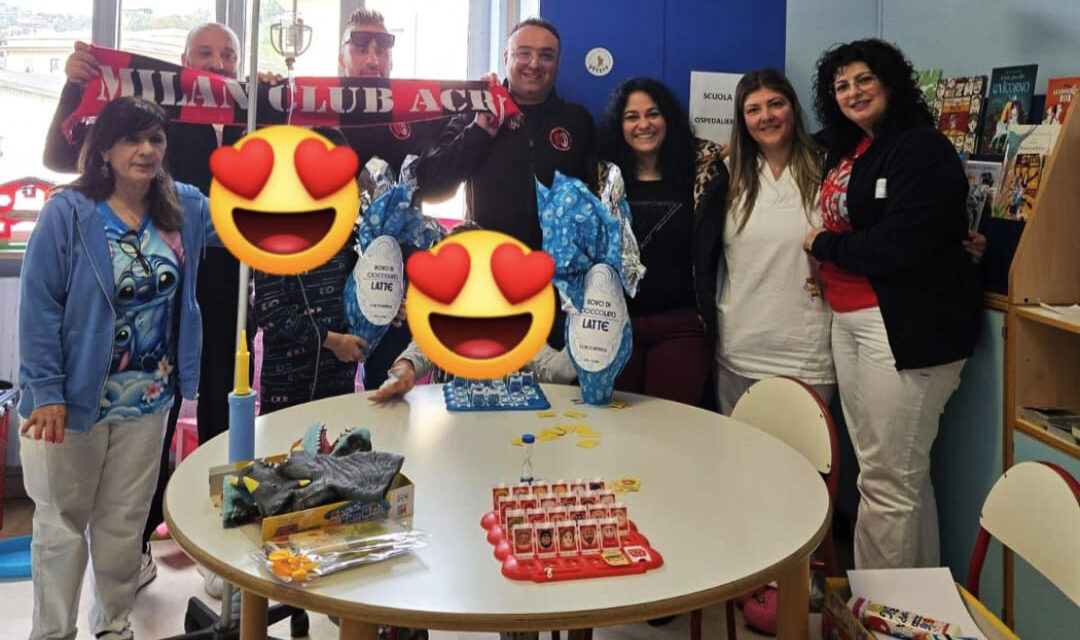 Milan Club Acri, Pasqua di solidarietà: uova donate al reparto di chirurgia pediatrica di Cosenza